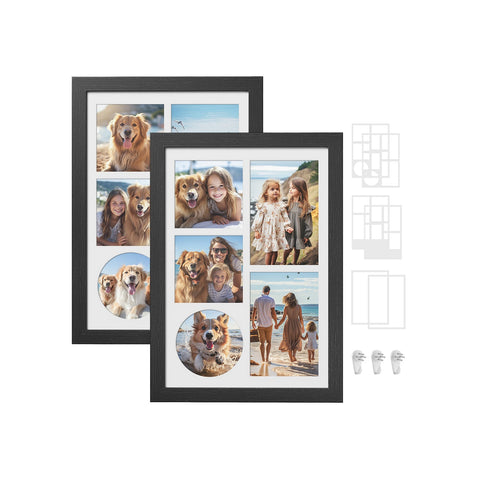 Rootz 2 Piece Set Picture Frames - Photo Frames - Wall Art Frames - MDF and Glass Material - Lightweight - Easy to Hang - Stylish Design - 36.5cm x 26cm x 1.5cm