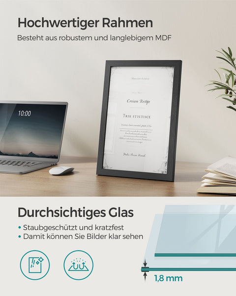 Rootz 2 Piece Set Picture Frames - Photo Frames - Wall Art Frames - MDF and Glass Material - Lightweight - Easy to Hang - Stylish Design - 36.5cm x 26cm x 1.5cm