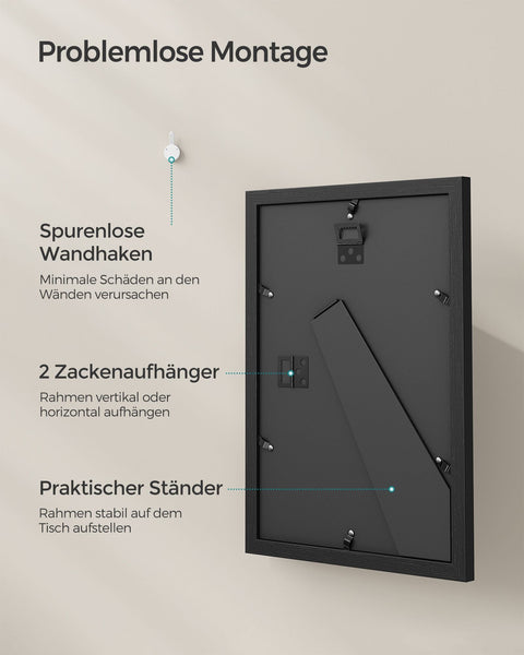 Rootz 2 Piece Set Picture Frames - Photo Frames - Wall Art Frames - MDF and Glass Material - Lightweight - Easy to Hang - Stylish Design - 36.5cm x 26cm x 1.5cm