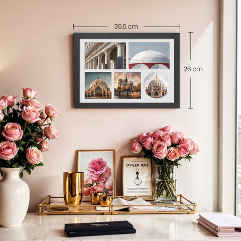 Rootz Picture Frame - Black - Photo Display - Wall Art Frame - Includes Passe-Partout & Hooks - 36.5cm x 26cm x 1.5cm