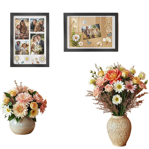 Rootz 2 Piece Set Black Picture Frames - Photo Frames - MDF Glass Frames - Decorative Display - 36.5cm x 26cm x 1.5cm