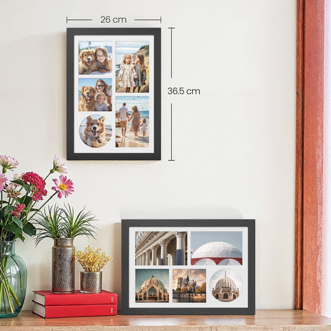 Rootz 2 Piece Set Black Picture Frames - Photo Frames - MDF Glass Frames - Decorative Display - 36.5cm x 26cm x 1.5cm