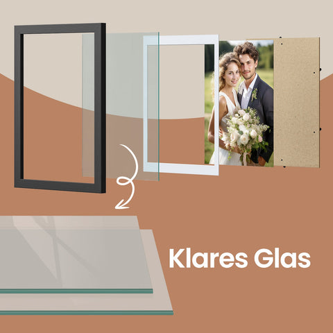 Rootz 2 Piece Set Black Picture Frames - Photo Frames - MDF Glass Frames - Decorative Display - 36.5cm x 26cm x 1.5cm