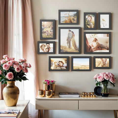 Rootz Black Picture Frame Set - Photo Frame - Wall Decor Frames - Enhances Wall Aesthetics - 28.4 x 23.3 cm, 20.2 x 15.2 cm, 18.2 x 13.2 cm