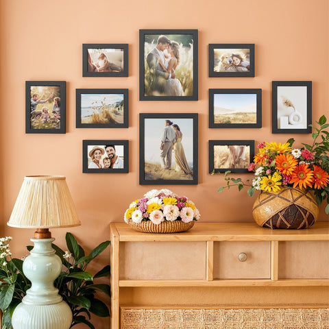 Rootz Black Picture Frame Set - Photo Frame - Wall Decor Frames - Enhances Wall Aesthetics - 28.4 x 23.3 cm, 20.2 x 15.2 cm, 18.2 x 13.2 cm