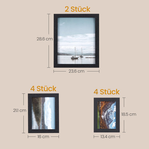 Rootz Black Picture Frame Set - Photo Frame - Wall Decor Frames - Enhances Wall Aesthetics - 28.4 x 23.3 cm, 20.2 x 15.2 cm, 18.2 x 13.2 cm