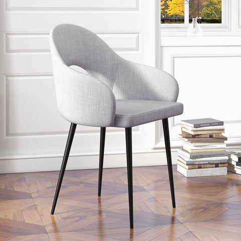 Rootz Upholstered Dining Chair - Minimalist Style - Gray and Black - Stain-Resistant - 56cm x 58.5cm x 84.5cm