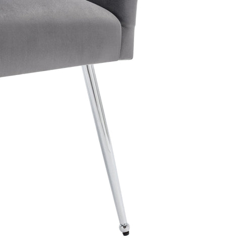 Rootz Gray Velvet Dining Chair - Modern Seating - Elegant Chairs - High Comfort Foam - 54L x 57.5W x 86.5H cm