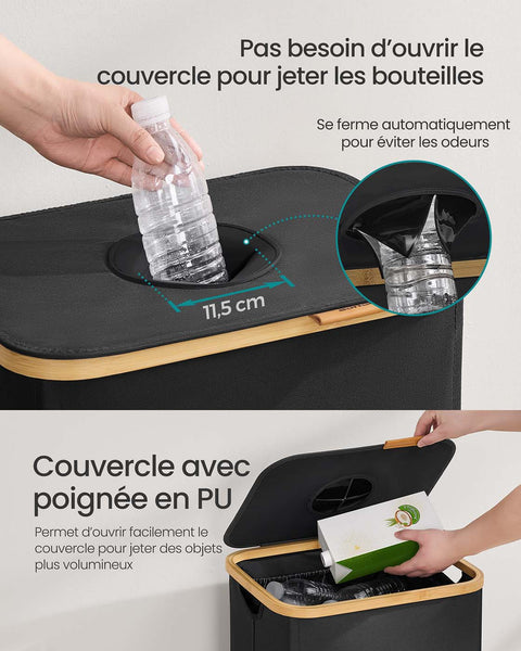 Rootz 95L Bottle Collection Container - Recycling Bin - Waste Bin - Durable Oxford Fabric - 42cm x 32.5cm x 70.5cm