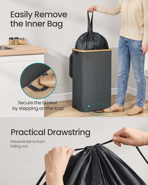 Rootz Bottle Collection Container - Waste Bin - Recycling Bin - 95L Capacity - Oxford Fabric - 42cm x 32.5cm x 70.5cm