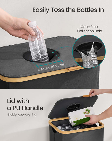 Rootz Bottle Collection Container - Waste Bin - Recycling Bin - 95L Capacity - Oxford Fabric - 42cm x 32.5cm x 70.5cm