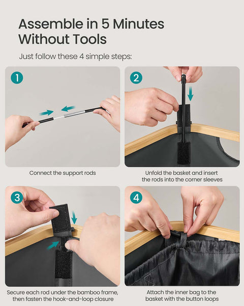 Rootz Bottle Collection Container - Waste Bin - Recycling Bin - 95L Capacity - Oxford Fabric - 42cm x 32.5cm x 70.5cm