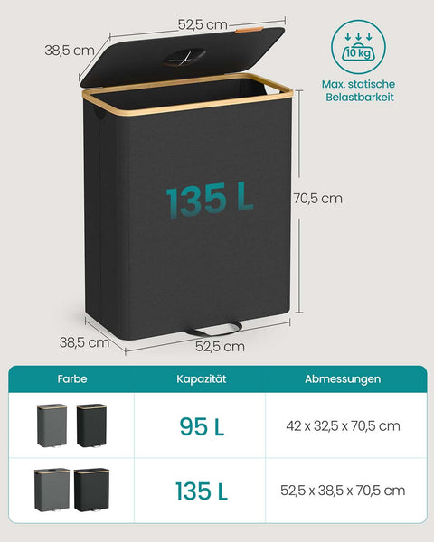 Rootz Pfand Bottle Collection Container - Recycling Bin - Waste Collector - Oxford Fabric & Polyester - 135L - 52.5 x 38.5 x 70.5 cm