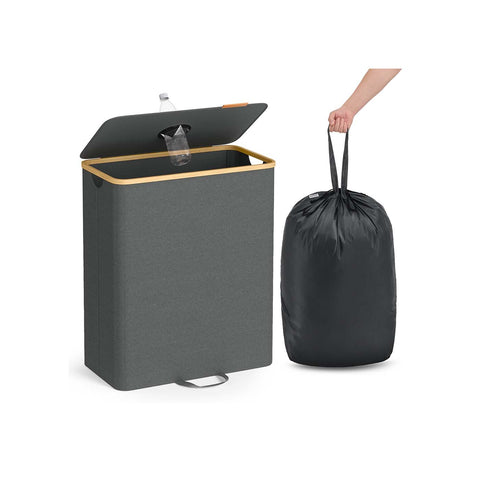 Rootz Pawn Bottle Collection Container - Recycling Bin - Trash Storage - Grey  and Brown 135L - 52.5cm x 38.5cm x 70.5cm