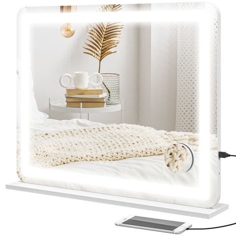 Rootz LED Mirror - Makeup Mirror - Vanity Mirror - 10x Magnification - USB Charging - Touch Control - 80cm x 14cm x 62cm