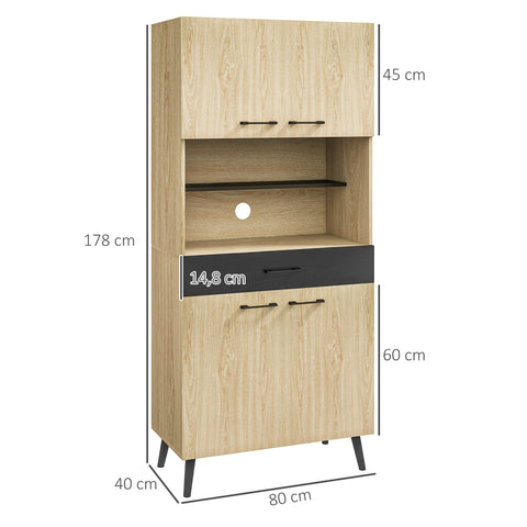 Rootz Kitchen Cabinet - Buffet Cabinet - Storage Unit - Adjustable Shelves - 80W x 40D x 178H cm