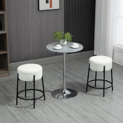 Rootz Set of 2 Bar Stools - Counter Stools - Kitchen Stools - Steel Footrests - Loop Wool Cover - 43x43x62cm
