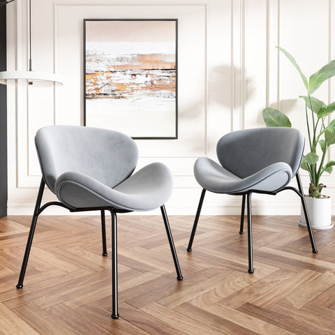 Rootz 2 Piece Velvet Dining Chair Set - Lounge Chairs - Velvet Seating - Luxurious Comfort - 68L x 58W x 72H cm