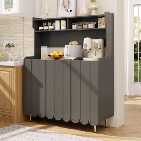 Rootz Modern Sideboard - Grey Storage Cabinet - Open Storage Shelf - Elegant Design - 120 x 40 x 150.8 cm