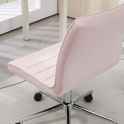 Rootz Office Chair - Computer Chair - Desk Chair - Height Adjustable - Soft Padding - Easy Mobility - 51cm x 64cm x 78-88cm - Pink Velvet Look