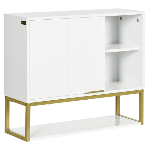 Rootz Bathroom Cabinet with Shelves - Adjustable Cabinet - Space-Saving Storage - MDF Design - 60L x 20W x 51H cm