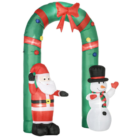 Rootz Inflatable Archway with Santa Claus and Snowman - Christmas Decoration - Holiday Inflatable - LED Lighting - Quick Setup - Space-Saving Storage - 198cm x 80cm x 245cm