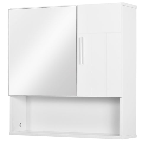 Rootz Bathroom Wall Mirror Cabinet - Vanity Mirror - Storage Shelf - Space-Saving Design - 54L x 15.2W x 55.3H cm