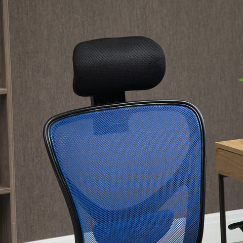 Rootz Ergonomic Office Chair - Swivel Chair - Mesh Chair - Adjustable Comfort - 62 x 67 x 108-118 cm - Black and Blue