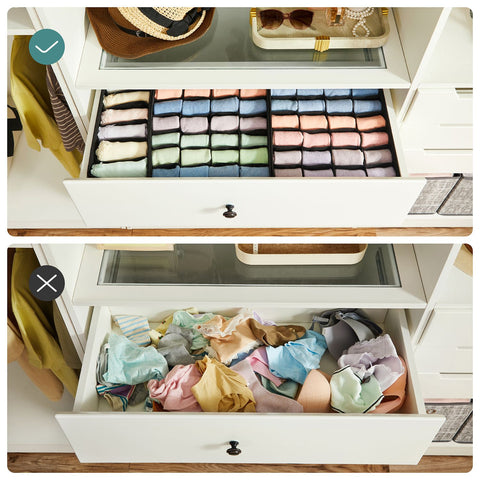 Rootz 8 Piece Set Underwear Organizer - Lingerie Storage - Bra and Panty Organizer - Non-Woven Fabric - 32cm x 32cm x 10cm