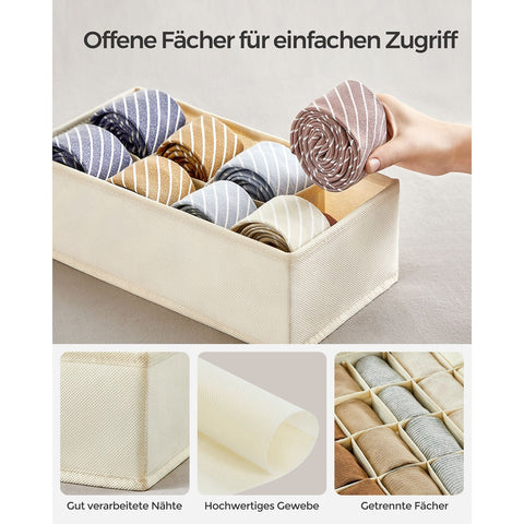 Rootz 8 Piece Set Underwear Organizer - Lingerie Storage - Drawer Dividers - Non-Woven Fabric - Cardboard - PE Board - Beige - 32cm x 32cm x 10cm