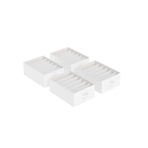 Rootz Classic White Wardrobe Organizer Set - Closet Storage Bins - Non-Woven Fabric - Cardboard Inserts - 42cm x 30cm x 17cm