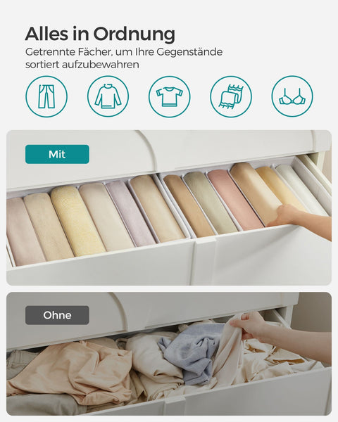 Rootz Classic White Wardrobe Organizer Set - Closet Storage Bins - Non-Woven Fabric - Cardboard Inserts - 42cm x 30cm x 17cm