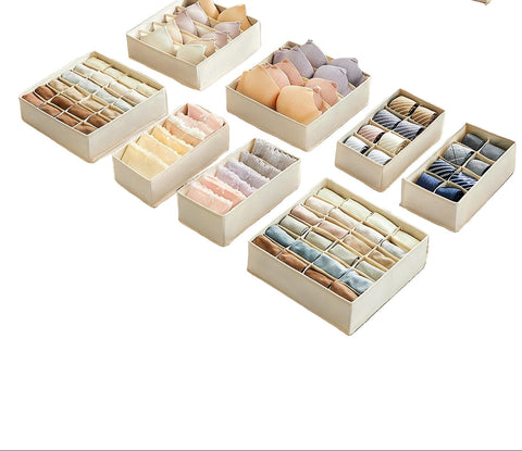 Rootz Underwear Organizer Set - Storage Boxes - Drawer Dividers - Space Saver - 32x32x10cm, Brown