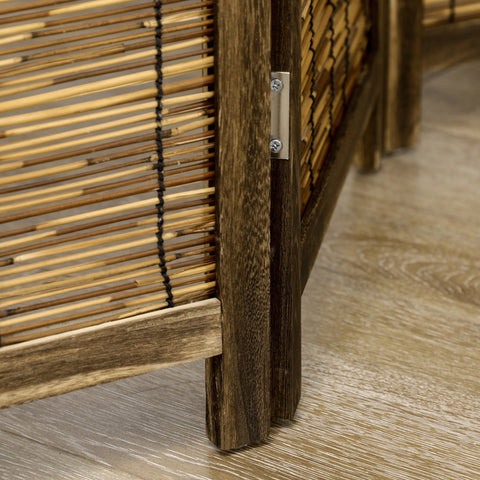 Rootz Wooden Folding Screen - Room Divider - Privacy Screen - Natural Bamboo Finish - 160L x 170H cm