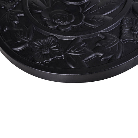 Rootz Half-Round Parasol Stand - Umbrella Base - Synthetic Resin - Stability & Safety - 50L x 31B x 32H cm - Black