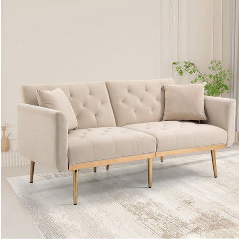 Rootz 3-Seater Sofa - Velvet-Like Couch - Adjustable Sofa Bed - Ultimate Comfort - 161.97cm x 77.97cm x 79.98cm