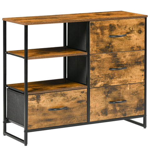 Rootz Storage Chest of Drawers - Industrial Style Dresser - Folding Drawers Sideboard - Space Saving - 84cm x 30cm x 71.5cm