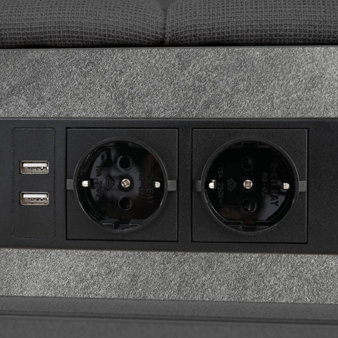 Rootz Modern Double Bed - LED Light Bed - USB Charging Bed - Functional Design - 144.5cm x 220cm x 103.5cm