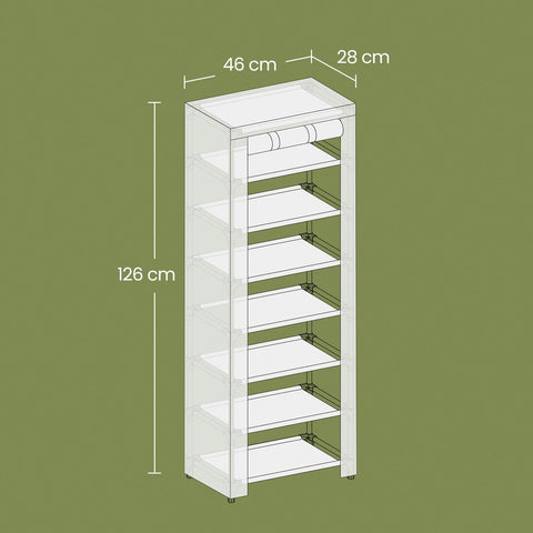 Rootz Shoe Shelf - Shoe Organizer - Storage Solution - Dust Protection - 46cm x 28cm x 126cm