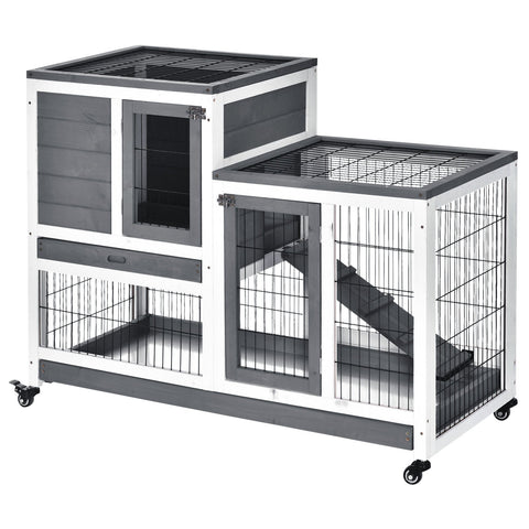 Rootz Rabbit Stable on Wheels - Rabbit Cage - Bunny Hutch - Spacious Comfort - 110cm x 50cm x 88cm