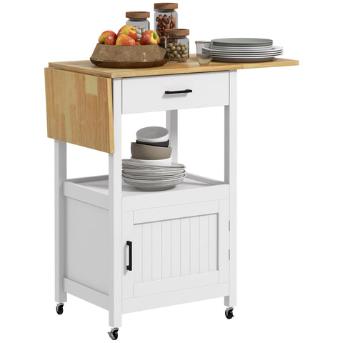 Rootz Rolling Kitchen Trolley - Serving Trolley - Mobile Cart - Space-Saving - 59.5cm x 45.5cm x 89cm