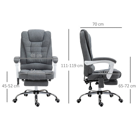 Rootz Massage Office Chair - Executive Chair - 6-Point Massage - Heating Function - Adjustable Backrest - Footrest - 360° Rotation - 65cm x 70cm x 111-119cm