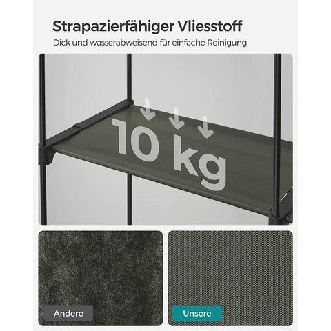 Rootz Fabric Wardrobe Organizer - Portable Closet - Non-Woven Storage System - Sage Green - 43cm x 140cm x 174cm