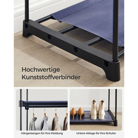 Rootz Fabric Wardrobe Organizer - Closet System - Wardrobe Rack - Non-Woven Fabric - 43cm x 140cm x 174cm - 5.4kg - Dark Blue