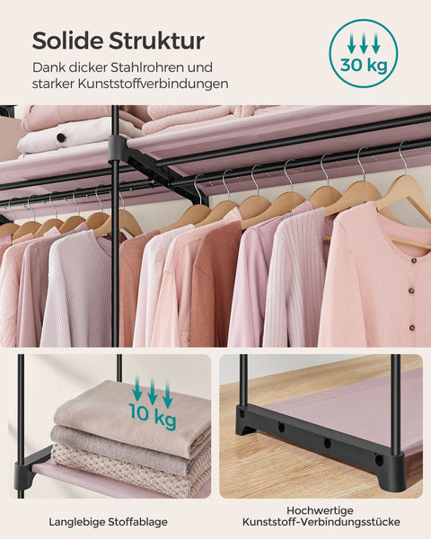 Rootz Fabric Wardrobe - Portable Clothes Closet - Storage Organizer - Non-Woven Fabric - Metal Tubes - Lavender Purple - 140cm x 43cm x 174cm