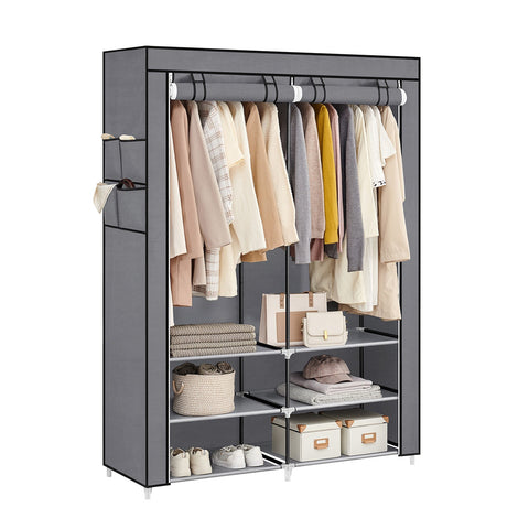 Rootz Gray Steel Wardrobe - Closet Organizer - Storage Cabinet - Non-Woven Fabric - Plastic - 45cm x 127cm x 176cm - Lightweight - Sturdy - Easy Assembly