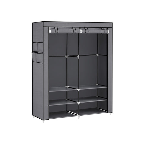 Rootz Gray Steel Wardrobe - Closet Organizer - Storage Cabinet - Non-Woven Fabric - Plastic - 45cm x 127cm x 176cm - Lightweight - Sturdy - Easy Assembly