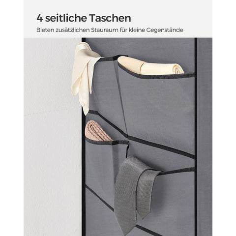 Rootz Gray Steel Wardrobe - Closet Organizer - Storage Cabinet - Non-Woven Fabric - Plastic - 45cm x 127cm x 176cm - Lightweight - Sturdy - Easy Assembly