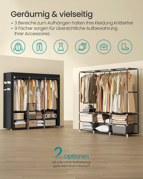 Rootz Wardrobe - Clothes Storage - Garment Organizer - Spacious Storage - 45 x 188 x 176 cm