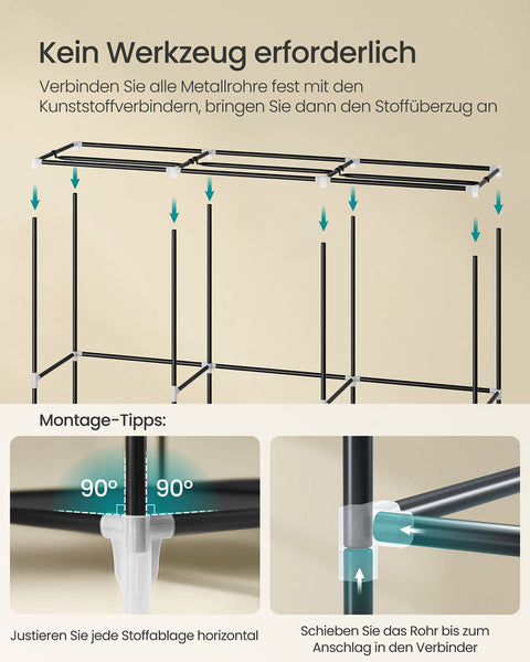Rootz Wardrobe - Clothes Storage - Garment Organizer - Spacious Storage - 45 x 188 x 176 cm